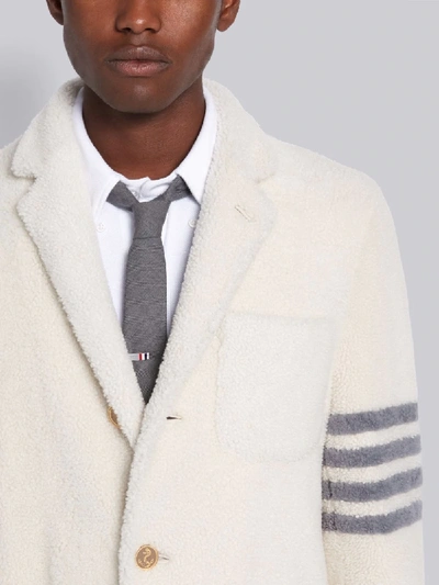 Thom Browne 4-bar Shearling Sack Overcoat In White