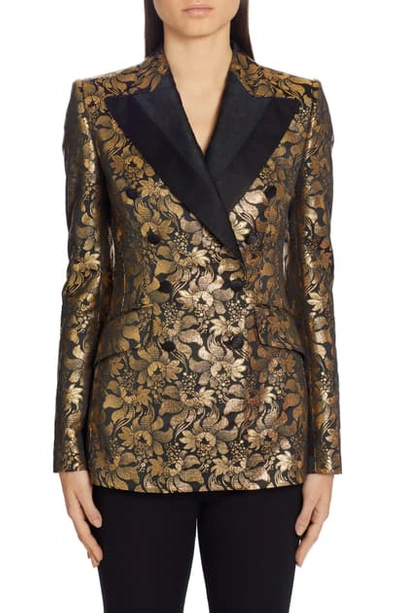 Shop Dolce & Gabbana Lame Silk Jacquard Blazer In Gold