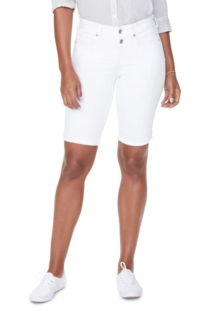 Shop Nydj Briella Roll Cuff Bermuda Shorts In Optic White