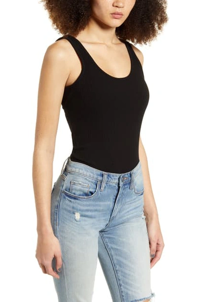 Shop Articles Of Society Ribbed Sleeveless Bodysuit In Black