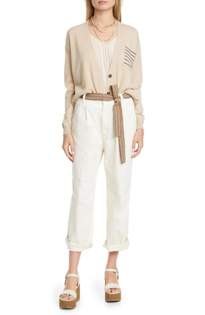 Shop Brunello Cucinelli Brunello Cucinello Belted Boyfriend Jeans In White