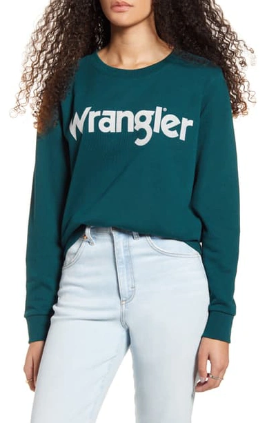 Shop Wrangler Logo Sweatshirt In Pine