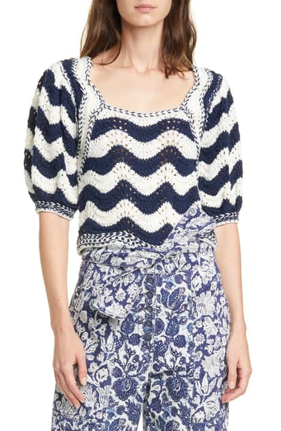 Shop Ulla Johnson Luciana Wave Stripe Sweater In Midnight