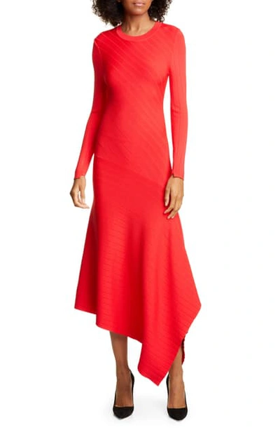 Shop A.l.c Viviana Asymmetrical Long Sleeve Dress In Red