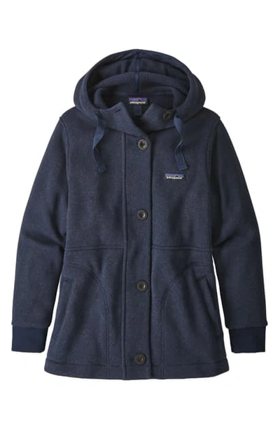 Shop Patagonia Better Sweater Recycled Fleece Hooded Coat In New Navy