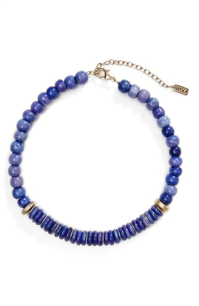 Shop Akola Glass & Bone Beaded Necklace In Cobalt
