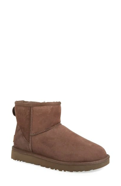 Shop Ugg Classic Mini Ii Genuine Shearling Lined Boot In Chocolate Suede