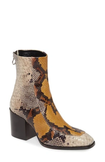 Shop Aeyde Lidia Block Heel Bootie In Multi Snake Print