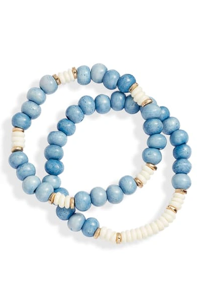 Shop Akola Dyed Bone Stretch Bracelet In Blue Multi