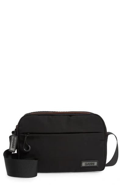 Shop Ganni Tech Fabric Crossbody Bag In Black