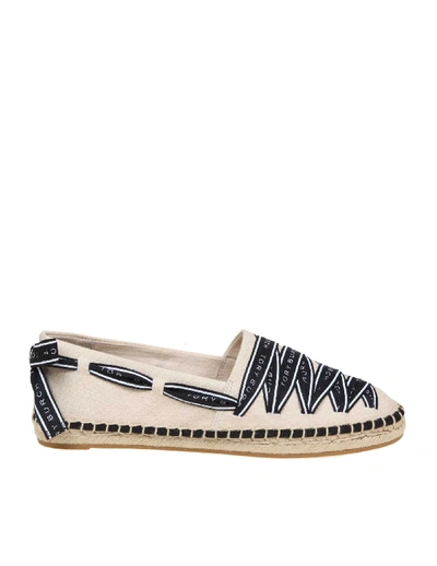 Shop Tory Burch Espadrillas Logo Grosgrain In Canvas In Cream