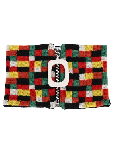 Shop Jw Anderson Check Knitted Neckband In Multicolor