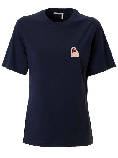 Shop Chloé Chest Logo Print T-shirt In Navy