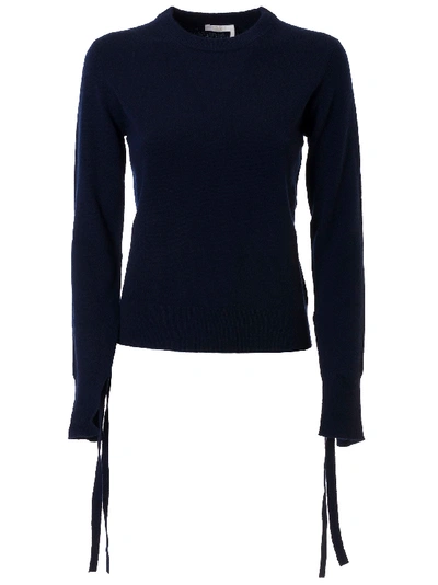 Shop Chloé Side Laced Detail Pullover In Iconic Navy