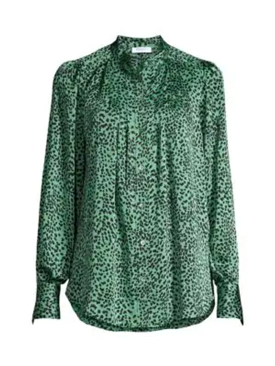 Shop Equipment Perce Leopard-print Blouse In Mor Jade True Black