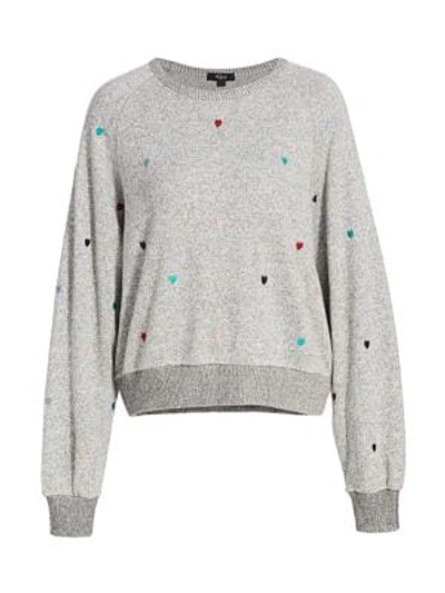 Shop Rails Mika Heart Embroidered Sweatshirt In Melange Grey