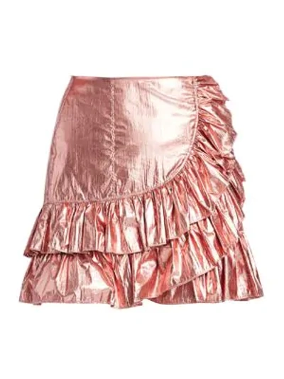 Shop Cinq À Sept Akira Foil Tier Skirt In Tea Rose