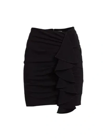 Shop Cinq À Sept Suri Gathered Ruffle Mini Skirt In Black