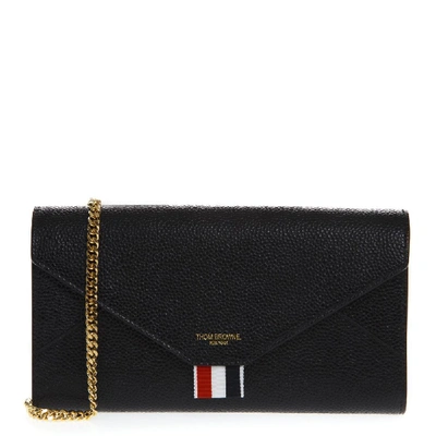 Shop Thom Browne Black Leather Versatile Wallet