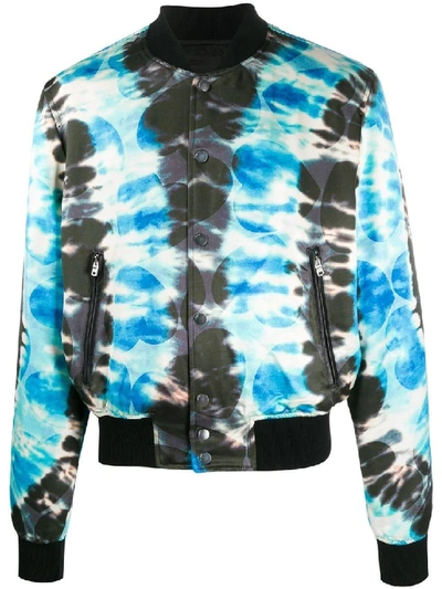 Shop Amiri Blue Tie-dye Bomber Jacket