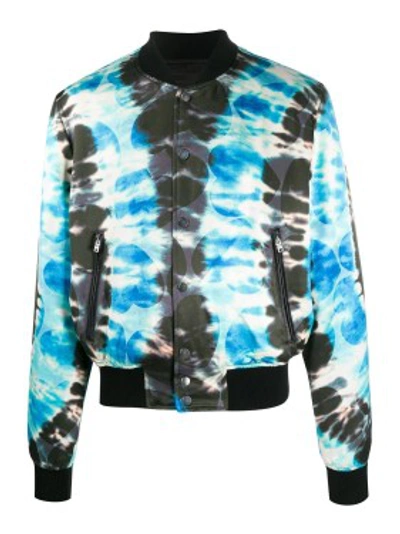 Shop Amiri Blue Tie-dye Bomber Jacket