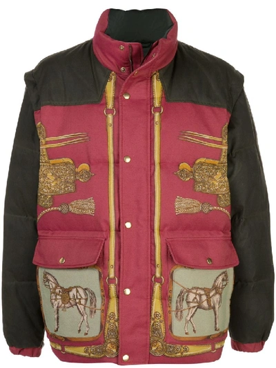 Shop Gucci Red Men's Printed Puffer Jacket