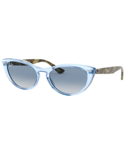 Shop Ray Ban Ray-ban Nina Sunglasses, Rb4314n 54 In Trasparent Light Blue/clear Gradient Blue