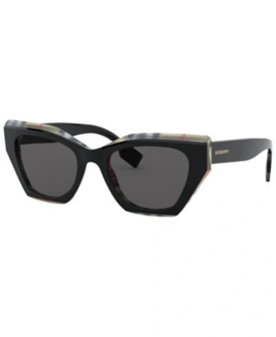 Shop Burberry Women's Sunglasses In Top Black On Vintage Check/grey
