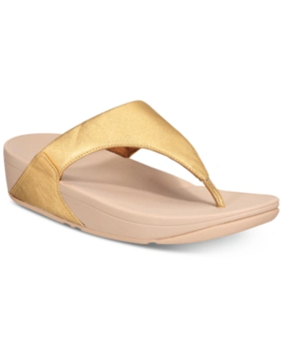 Shop Fitflop Lulu Leather Toepost Flip-flop Sandals Women's Shoes In Artisan Gold