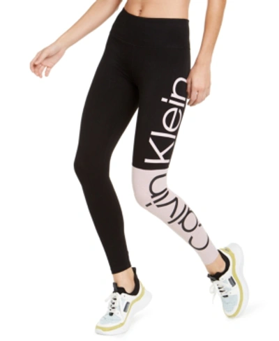 Shop Calvin Klein Performance Colorblocked Logo High-waist Leggings In Secret Combo