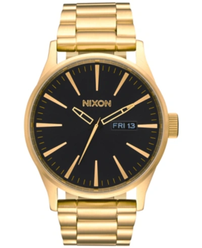 Shop Nixon Men's Sentry Stainless Steel Bracelet Watch 42mm In Gold/black