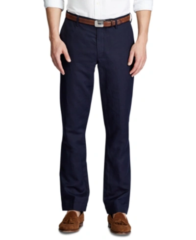 Shop Polo Ralph Lauren Men's Big & Tall Straight Fit Linen-blend Pants In Aviator Navy