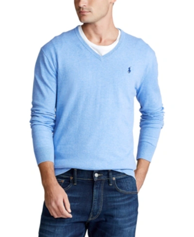 Shop Polo Ralph Lauren Men's V-neck Sweater In Soft Royal Heather