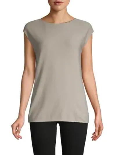 Shop Akris Cap-sleeve Cotton Top In Taupe