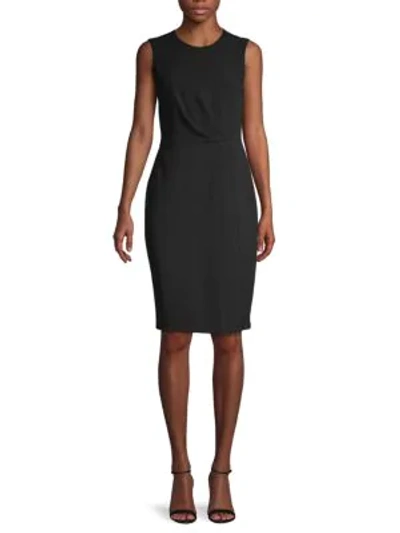 Shop Calvin Klein Pleated Sheath Dress In Black