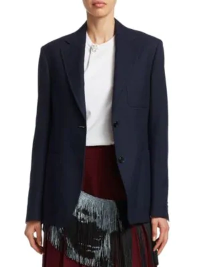 Shop Calvin Klein Two-button Twill Blazer In Navy