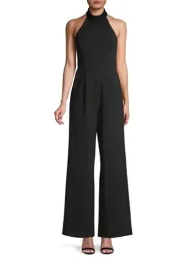 Shop Calvin Klein Halterneck Wide-leg Jumpsuit In Black