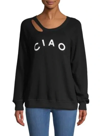 Shop N:philanthropy Cutout Cotton-blend Sweatshirt In Black