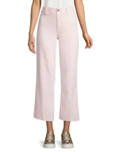 Shop Paige Jeans Nellie High-waist Raw Hem Jean Culottes In Pink Crush