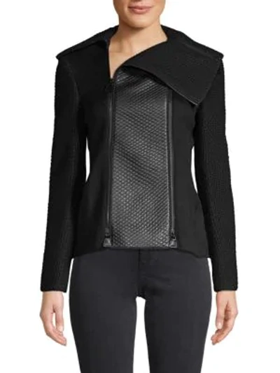 Shop Akris Leather & Wool-blend Jacket In Black