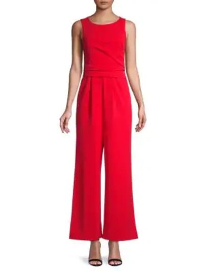 Shop Calvin Klein Sleeveless Wide-leg Jumpsuit In Red