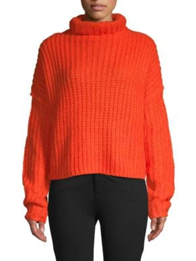 Shop Rebecca Minkoff Funnelneck Long-sleeve Sweater In Blood Orange