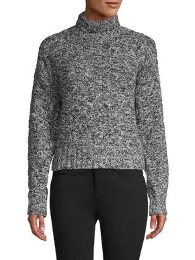 Shop Rebecca Minkoff Turtleneck Cotton-blend Sweater In Black Multi