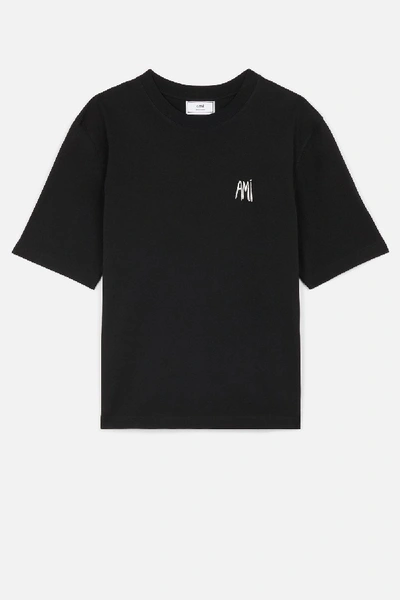 Shop Ami Alexandre Mattiussi Ami Embroidered T-shirt In Black
