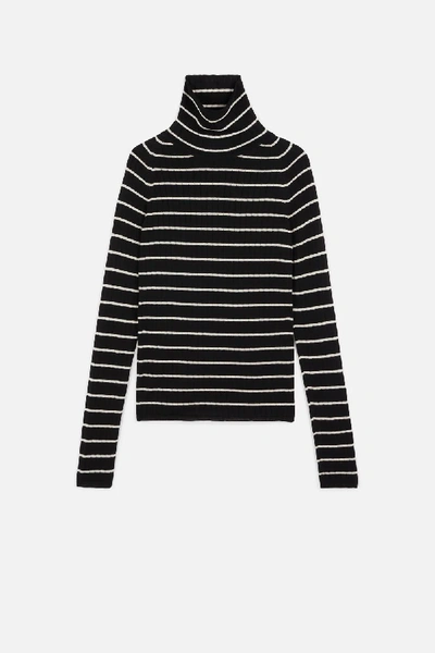 Shop Ami Alexandre Mattiussi Turtleneck Striped Sweater In Black