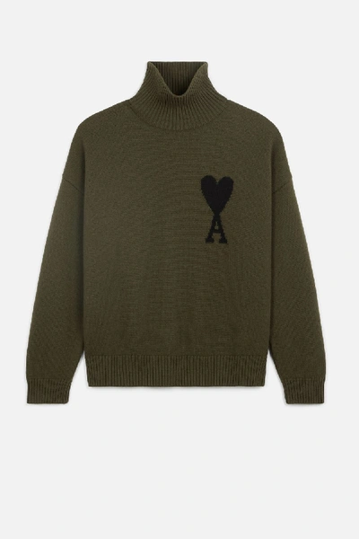 Shop Ami Alexandre Mattiussi Ami De Coeur Oversize Sweater In Green