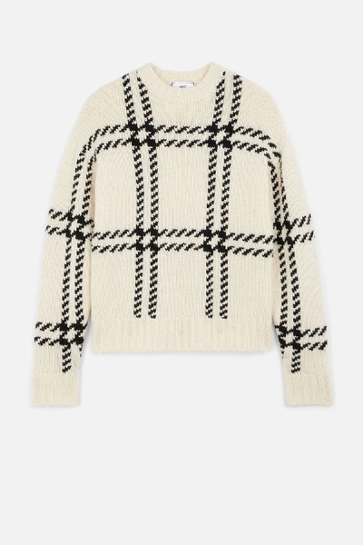 Shop Ami Alexandre Mattiussi Oversize Check Crewneck Sweater In Neutrals