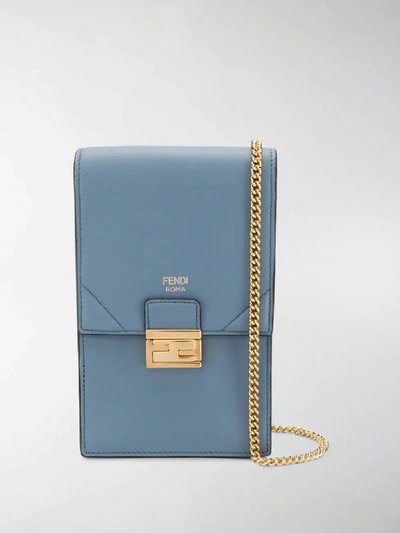 Shop Fendi Kan U Vertical Wallet On Chain In Blue