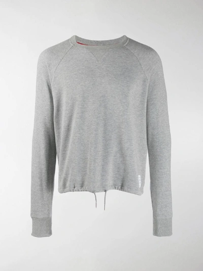 Shop Thom Browne Lightweight Drawstring Sweatshirt In Grey