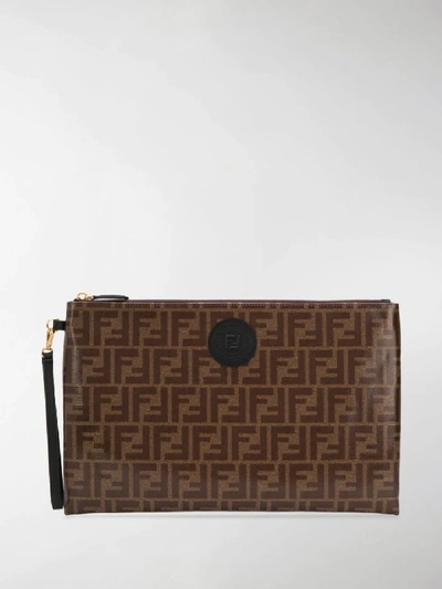 Shop Fendi Large Ffreedom Pouch In Brown